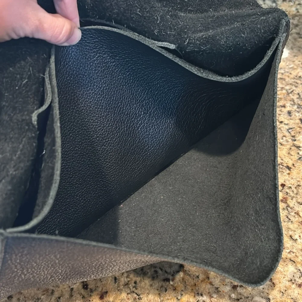 Pebbled Leather Black Crossbody Laptop Bag Grommet Artisan Leather Maker